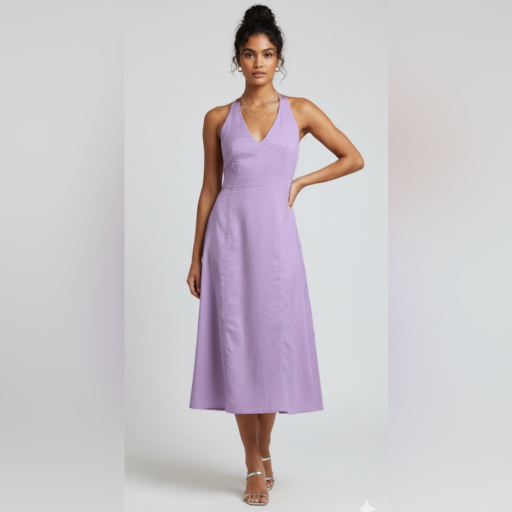 Jacob Y2K Halter Style Lavender Midi Dress Size 5/6